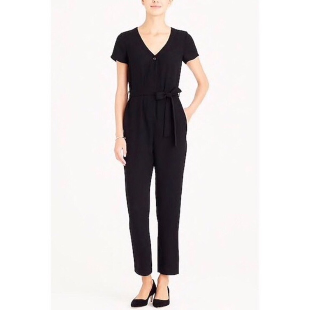 J. Crew Mercantile Belted Short Sleeve Jumpsuit